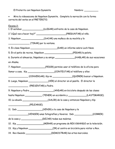 Preterite Practice with Napoleon Dynamite