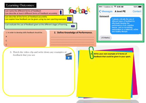 AS Acquiring Movement Skills Feedback Worksheet