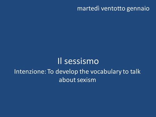 Sexism / il sessismo (Italian) GCSE Social Issues