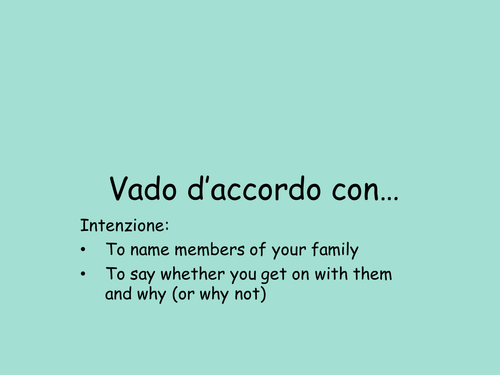 Family relationships (i rapporti) GCSE Italian