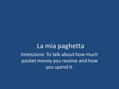 Pocket money / la paghetta (GCSE Italian)