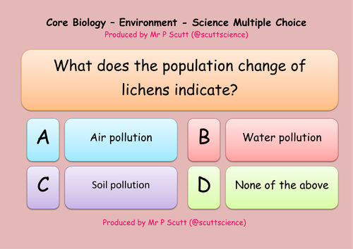 Ecology, environment and population multiple choice quiz