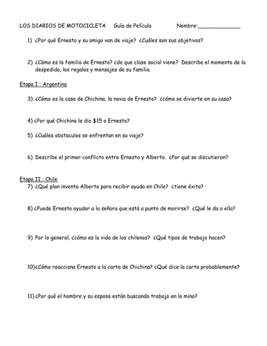 Motorcycle Diaries Essay Essay Example