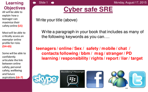 Social Media safety lesson for Y6-9