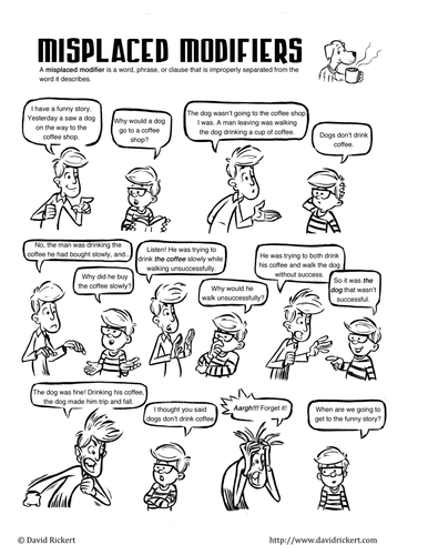 Worksheets Misplaced Modifiers Worksheet misplaced modifiers a comic lesson with activities by davidrickert teaching resources tes
