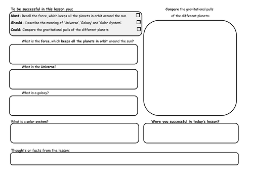 Structure of the Universe Evidence Worksheet