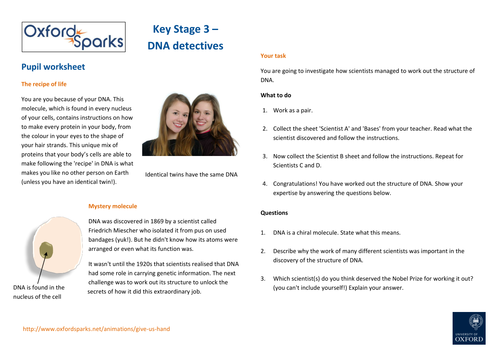 Give us a Hand (Chirality) – KS3: DNA Detectives