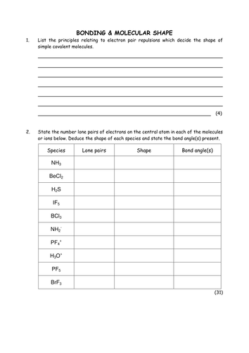 Chemistry: Bonding and shapes of molecules