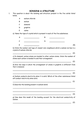 Chemistry: Bonding and structure