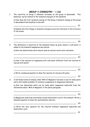 Chemistry: Group 2 chemistry