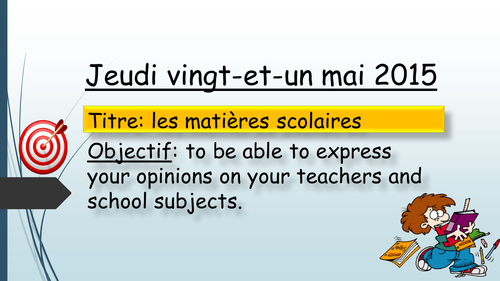opinions on school sujects and teachers in French