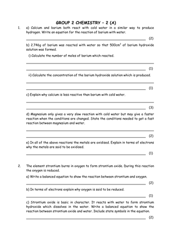 Chemistry: Group 2 