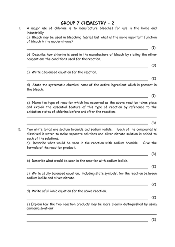 Chemistry: Group 7 elements