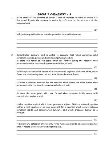 Chemistry: Group 7 elements in the Periodic Table