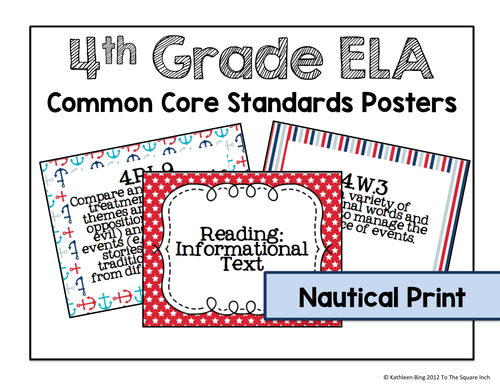 4th Grade ELA Common Core Posters- Nautical Print | Teaching Resources