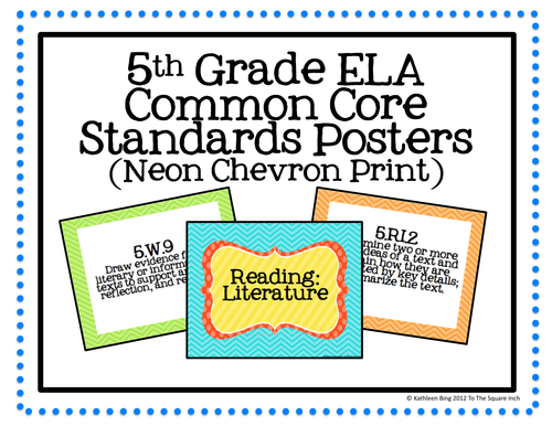 5th-grade-ela-common-core-posters-neon-chevron-print-teaching-resources