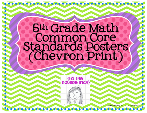 5th Grade Math Common Core Posters- Chevron Print | Teaching Resources
