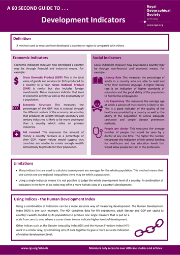 60 Second Guide - Development Indicators
