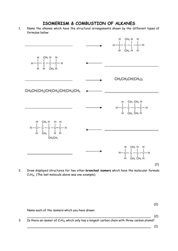 Chemistry: Isomerism and combustion