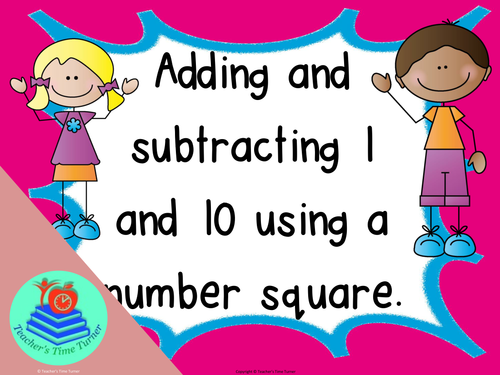 Adding and subtracting 1 and 10 using a number square