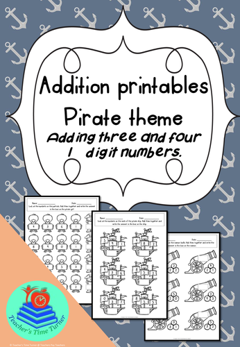 Addition Printables - Pirate Theme