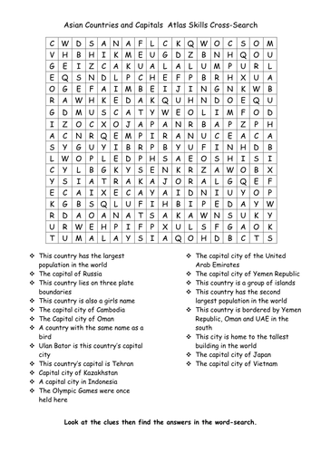 Countries and Capitals in Asia, cross-search