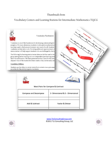 Vocabulary Centers and Learning Stations for Intermediate Mathematics