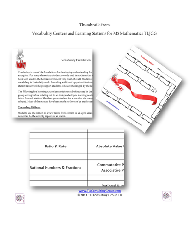 Vocabulary Centers and Learning Stations for MS Mathematics