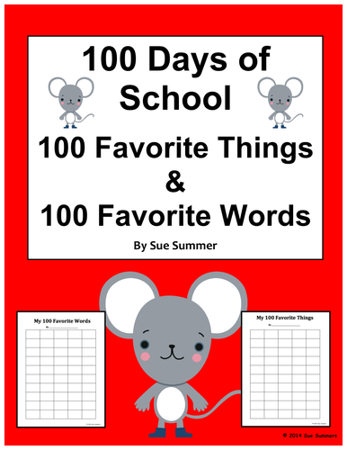 100 Days of School - 100 Favorite Words and 100 Favorite Things