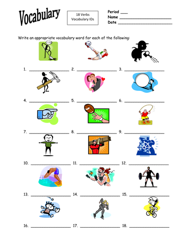 18 Verb Image IDs Homework for Any Language
