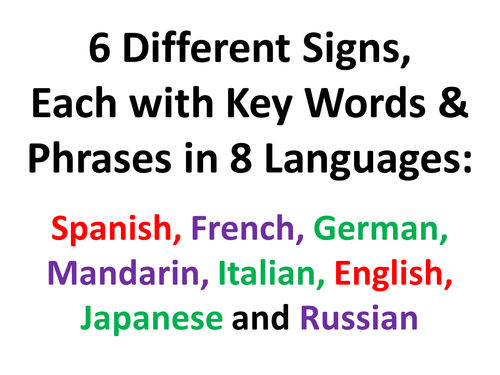 6 Multilingual Class Signs - Greetings, Courtesies & I Love You
