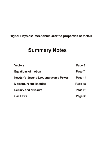 Higher Physics summary notes