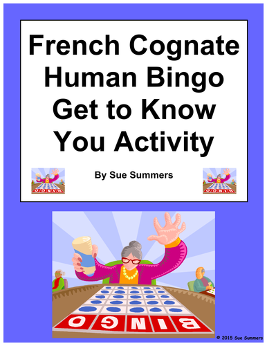 French Cognate Human Bingo Get to Know You Activity