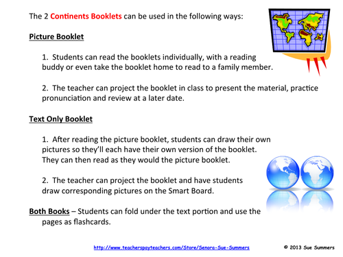 Continents Emergent Reader Booklets