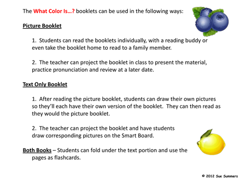 Colors and Fruit 2 Booklets - What Color Is...? - ENGLISH
