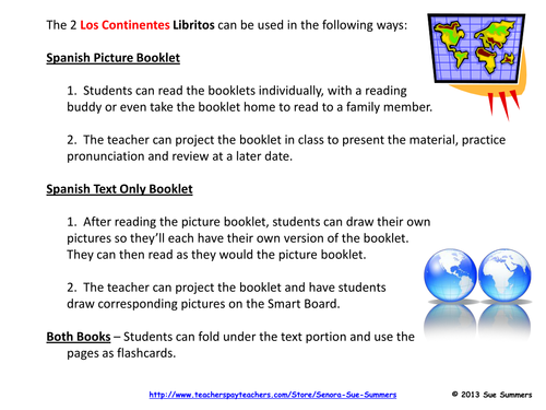 Continents in Spanish 2 Booklets - Los Continentes