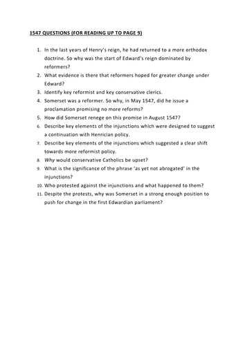 Edward VI - core content notes