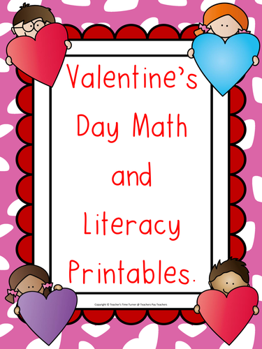 Valentine's Day maths and literacy printables (Early morning work)