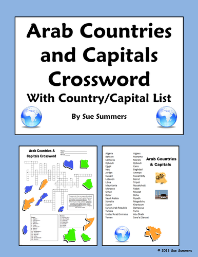 Arab Countries Crossword, IDs and Country/Capital List