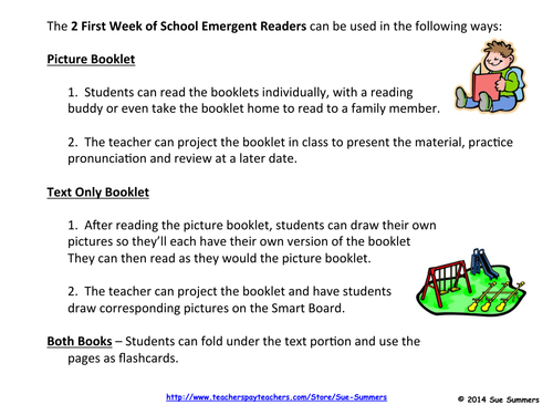 First Week of School 2 Emergent Reader Booklets - ENGLISH