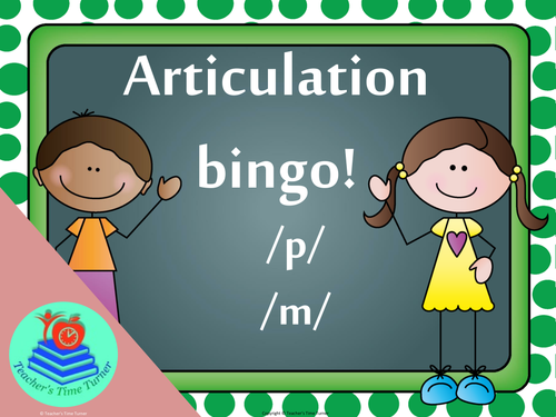 Articulation bingo for /p/ and /m/ sounds