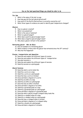 AQA Ice on the Land Case Study Facts Revision