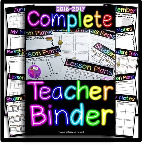 Complete Editable Teacher Planner 2016-2017