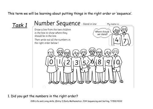 Maths: J04 Sequencing and Sorting (E1)