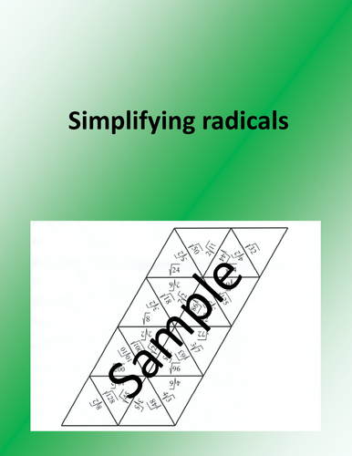 SIMPLIFYING RADICALS - math tarsia activity