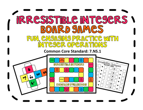 Irresistible Integers Board Games, Ccs: 7.Ns.1 | Teaching Resources