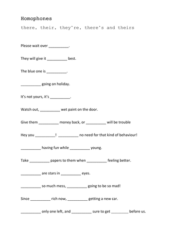 Their There And Theyre Year 2 Homophones Worksheets By Krazikas