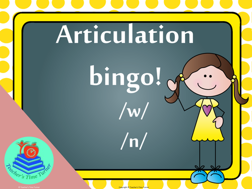 Articulation bingo for /w/ and /n/ sounds