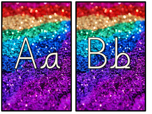 Rainbow joined alphabet- Capitals and lower case posters