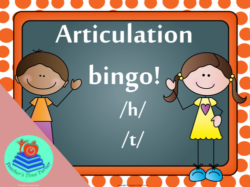 Articulation bingo for /h/ and /t/ sounds